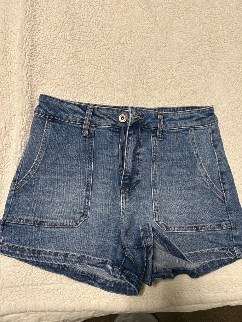Dark wash denim shorts